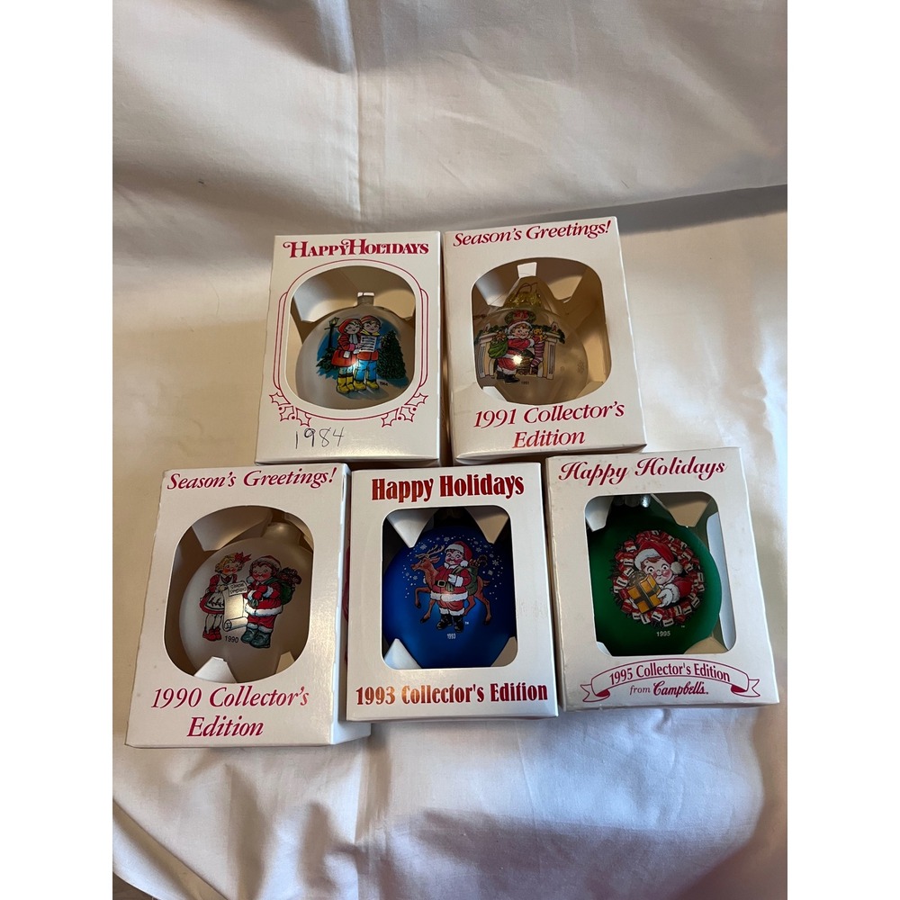 Vintage Campbell Kids Christmas Ornaments 1984-1995 Collector's Edition Set of 5